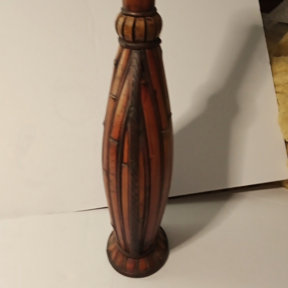Vintage Rustic MCM Bamboo Wooden Vase 22.5 Inches Tall - Picture 5 of 7